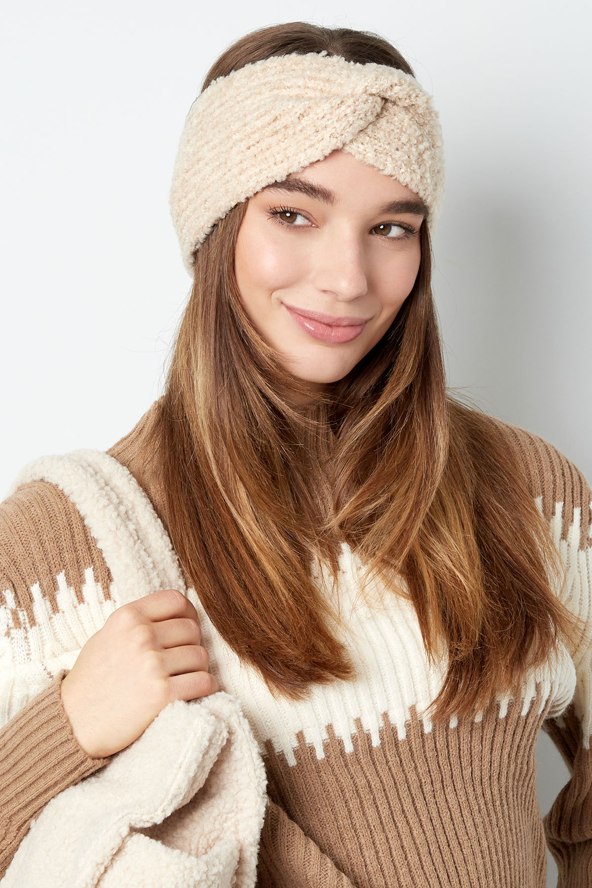 Knitted head warmer basic - brown Picture2